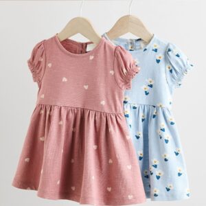 Pink/ White Floral Jersey Baby Dresses 2 Pack (0mths-3yrs)