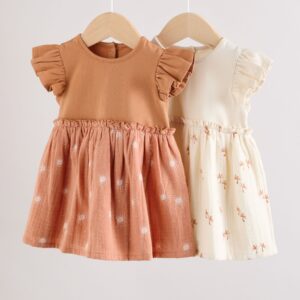 Pink/ White Floral Jersey Baby Dresses 2 Pack (0mths-3yrs)