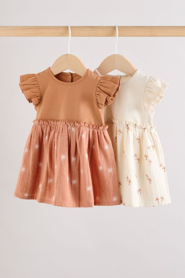 Pink/ White Floral Jersey Baby Dresses 2 Pack (0mths-3yrs) - Image 6