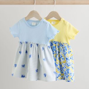 Pink/ White Floral Jersey Baby Dresses 2 Pack (0mths-3yrs)