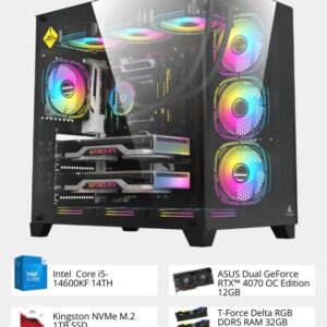 Pre-build Gaming PC With Core i5-14600KF | ASUS Dual RTX 4070 OC 12GB | RGB 32GB DDR5 RAM [2 x 16GB] | NVMe M.2 1TB SSD | 750W Fully-Modular Power Supply | Windows 11ar